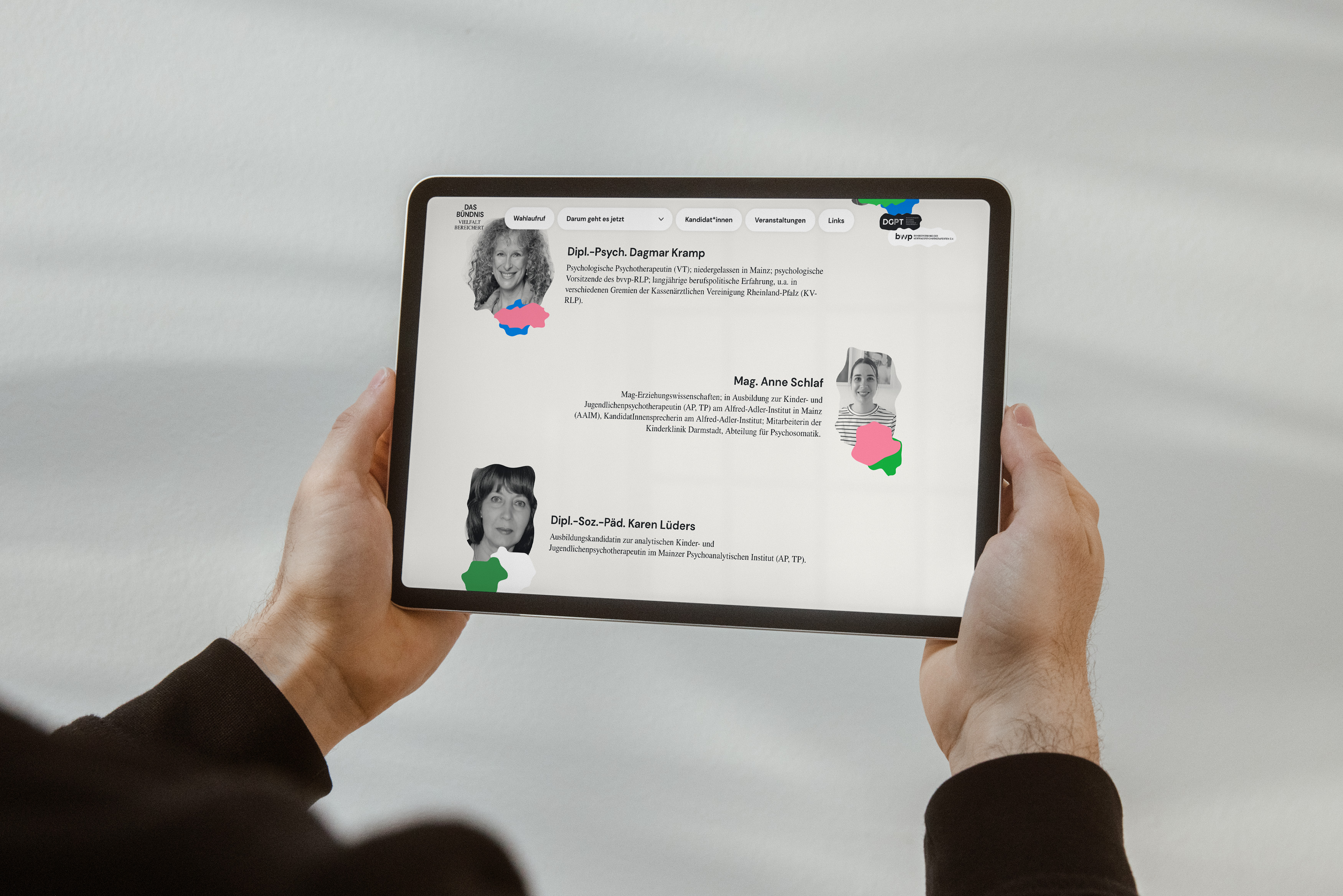 Website for 'Das Bündnis' for the Rhineland-Palatinate Chamber of Psychotherapists election → WEBERRUSS Studio