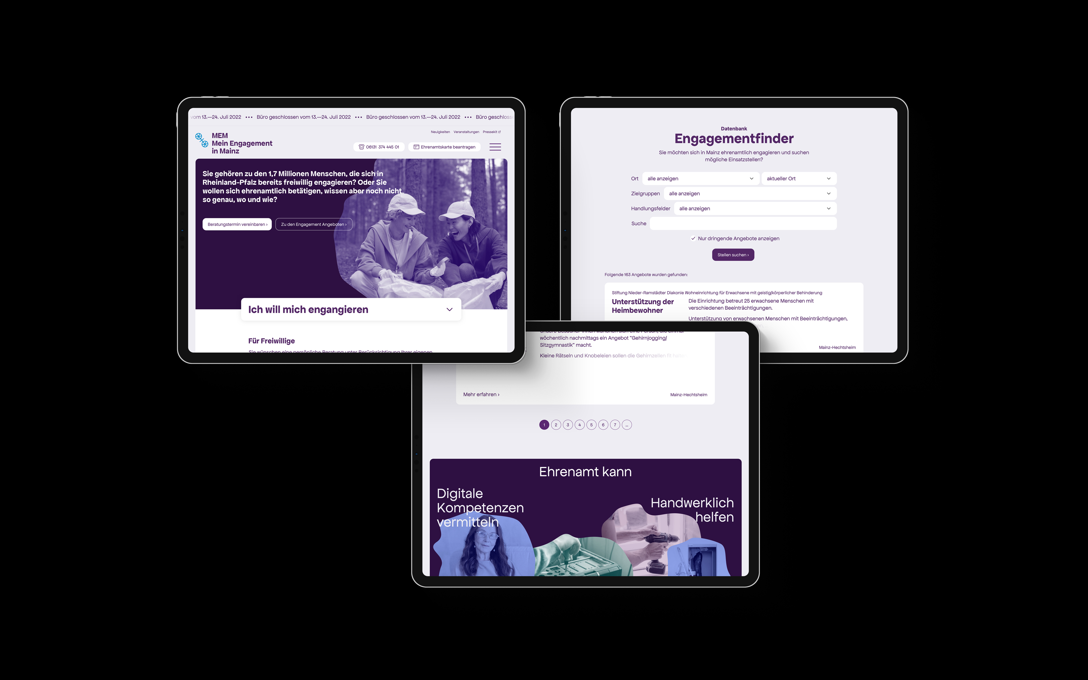 Website for the volunteering platform from Mainz → WEBERRUSS Studio